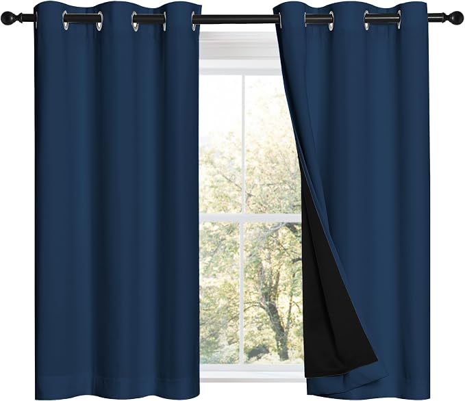 NICETOWN Moroccan Blue 100% Blackout Curtains 45 inches Long, Thermal Insulated by NICETOWN