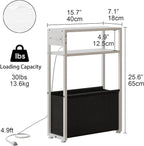 Leomonio White Side Table with Charging Station, Slim End Tables with Fabric - Image 2