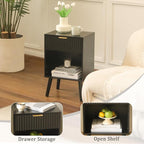 Fultyle Black Fluted Nightstand, Modern Bedside Table - Image 6