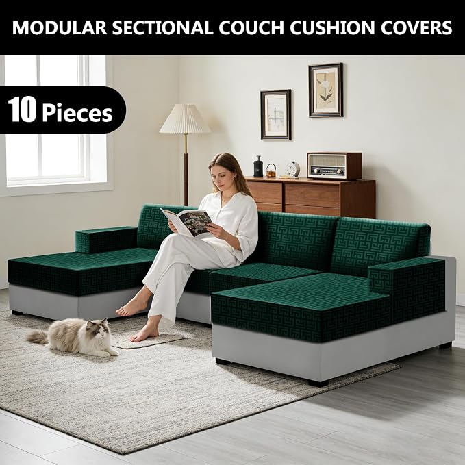 UNBBRRL 10 Pieces Stretch Sofa Cushion Covers - Image 6