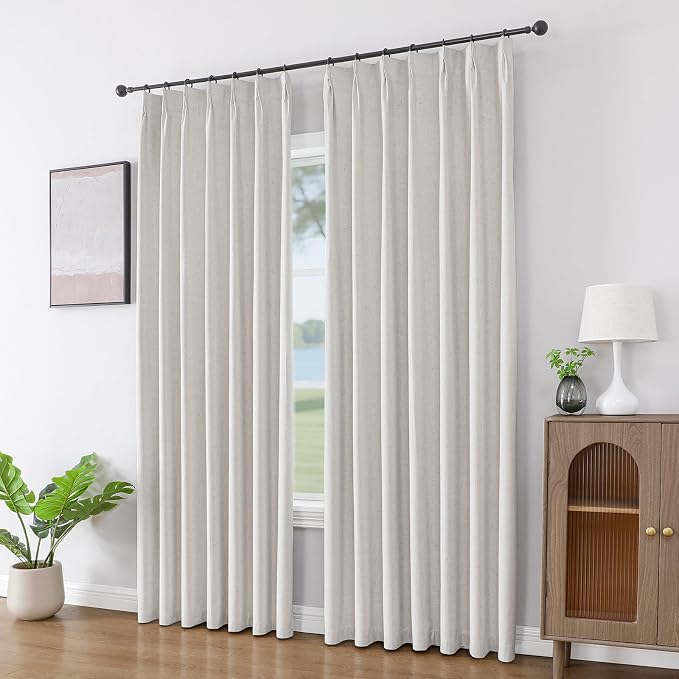 Joydeco Pleated Curtains for Living Room Bedroom, Linen Drapes 90 inch Length 2 - Image 4