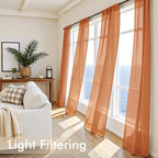 MIULEE Fall Orange Sheer Curtains 96 Inches Long 4 Panels 42 x 96 Inches | - Image 4