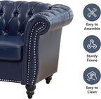 Mid-Century 3 Seater Sofa, Faux Leather Couch - Image 4
