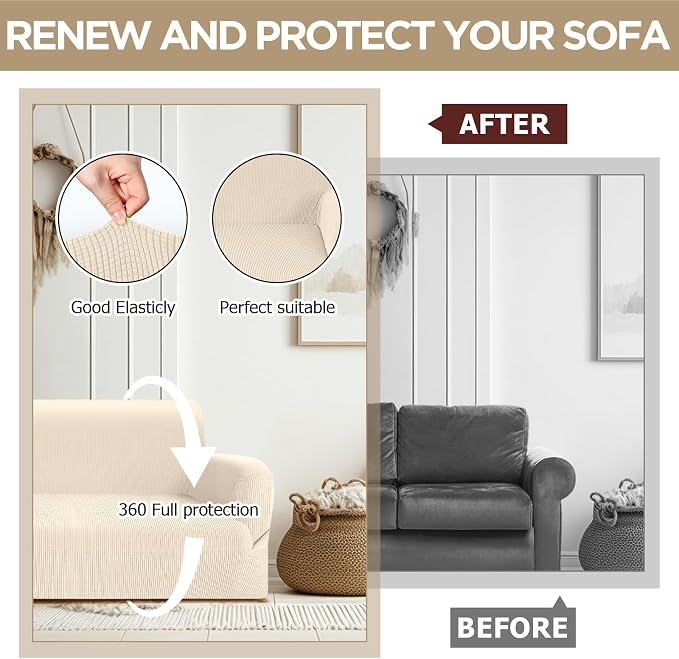 Peryiter 2 Pcs Sofa Covers Couch and Loveseat Covers Set Stretch Sofa Slipcover - Image 5