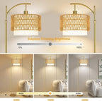 Gold Floor Lamps for Living Room Rattan Boho Floor Lamp - Image 2