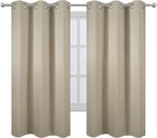 Beige Thermal Blackout Curtains/42 x 63 Inch/Set of 2 Panels Room Darkening - Image 2