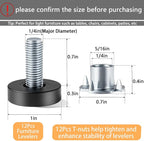 1/4" Thread Leveling Feet, Threaded Screw-in Table Feet - Image 2