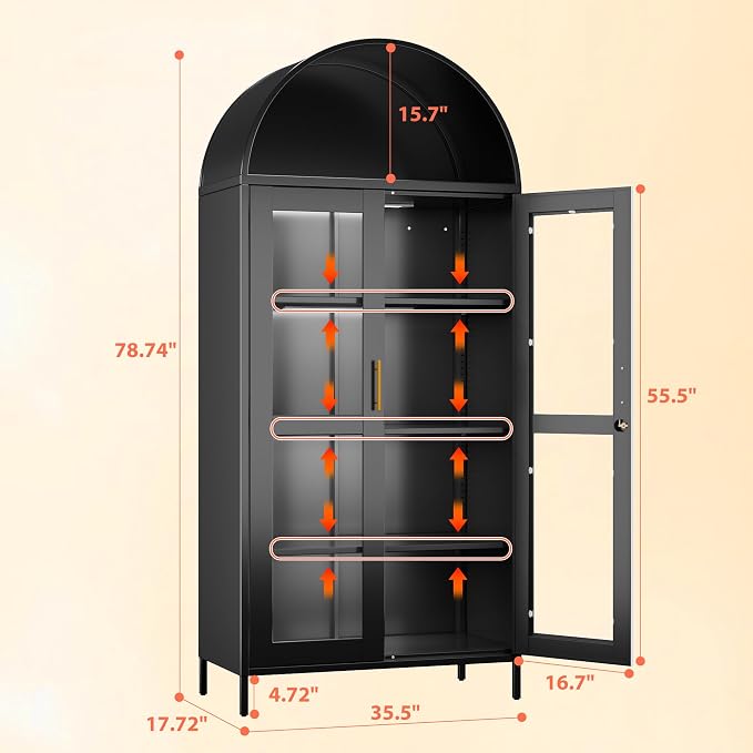 78.74'' H Tall Metal Arched Cabinet - Image 2