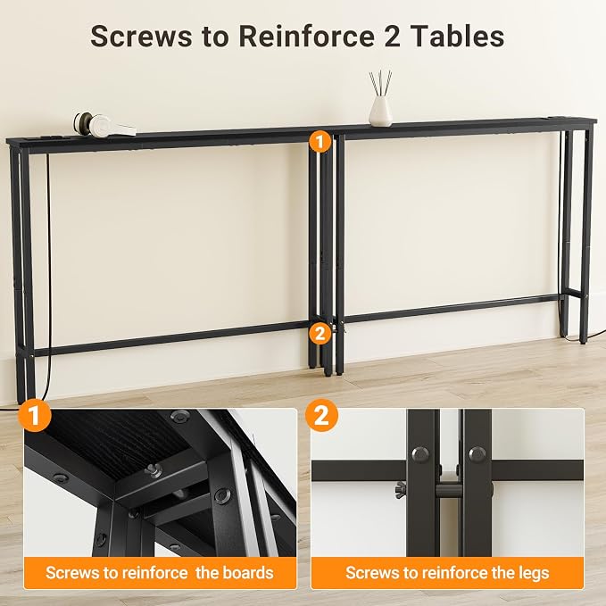 ELYKEN 2 Pack 5.9" Narrow Console Sofa Table - Image 5