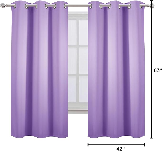 Lavender Blackout Curtains 42 x 63 Inch Length/Set of 2 Curtain Panels/Thermal - Image 9