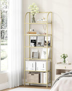Hzuaneri Bookcase Bookshelf, Tempered Glass Arched Bookshelf - Image 7