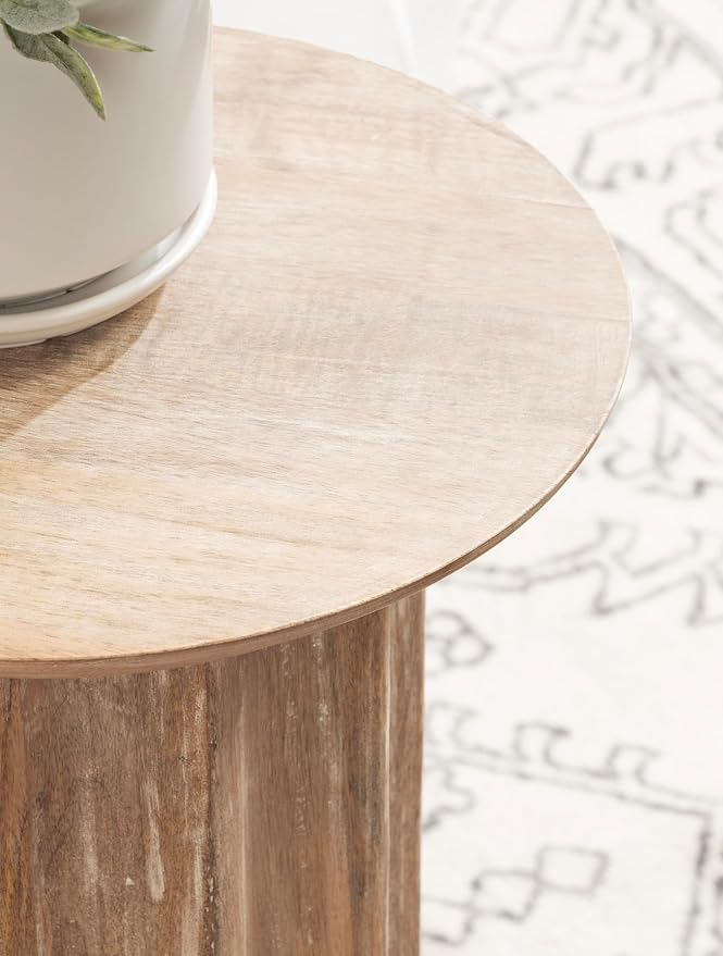 Kate and Laurel Gierson Modern Wooden Round Side Table; 12 x 12 x 22; Light - Image 5