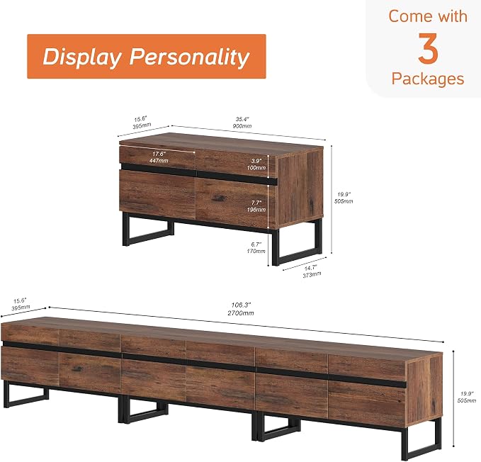 WAMPAT Modern TV Stand for 32-110 Inch TVs, Wood Entertainment Center - Image 2