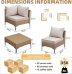JOYURE 9 Piece Wicker Patio Furniture Set, Outdoor Conversation Sectional Sofa - Image 2