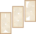 IARTTOP Boho Wooden Framed Wall Art Set of 3 Mid-century Modern Wood Wall Decor by IARTTOP