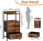 Somdot Nightstand with 3 Drawers, Dresser with Fabric Bins - Image 3
