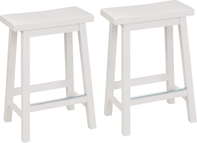 Amazon Basics Solid Wood Saddle-Seat Counter Height Bar Stools by AmazonBasics