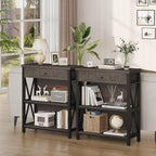 FATORRI Rustic Small Bookshelf, Industrial Wood Book Shelf - Image 5