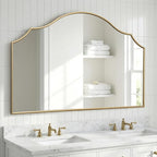Besdomus Large Scalloped Gold Mirror: 47"x31" Modern Minimalist Wood Frame Wall - Image 6