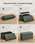 SONGMICS HOME Storage Ottoman, Removable Lid, Foldable Foot Stool, PU Leather - Image 6