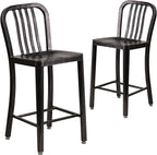 Flash Furniture Gael Commercial Grade 2 Pack 24" High Black-Antique Gold Metal by FlashFurniture