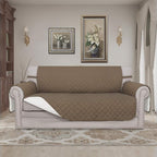 Easy-Going Reversible Couch Cover, 2 Cushion Sofa, Camel/Ivory | Oversized - Image 2