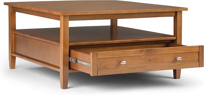 SIMPLIHOME Warm Shaker Solid Wood Transitional-Style 36-inch Wide Coffee Table - Image 3