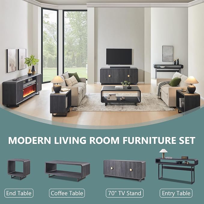 IFGET 48" Modern Coffee Table, 2-Tier Minimalist Center Table - Image 6