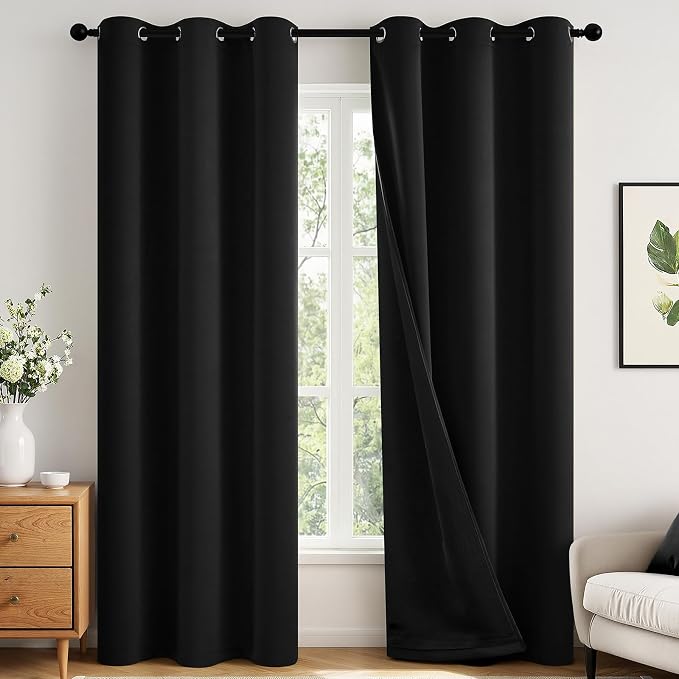 MIULEE Black 100% Blackout Curtains by MIULEE