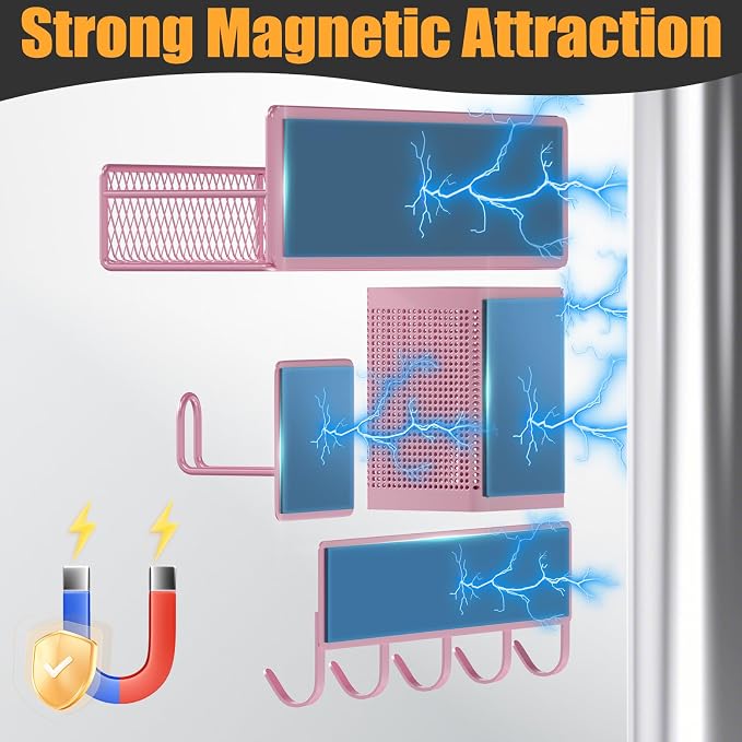 Magnetic Spice Rack for Refrigerator, 10 Pack Metal Magnetic Shelf, Moveable - Image 3