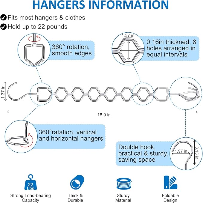 Space Saving Hangers for Clothes 6 Pack, Sturdy Metal Hangers Heavy Duty Magic - Image 4