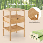 Giantex Bamboo Nightstand, Wood Side Table - Image 4