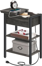 HOOBRO End Table with Charging Station, Narrow Side Table, Flip Top Nightstand - Image 9