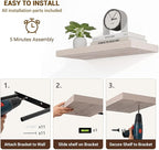 Acovy 16 Inch Floating Shelves, 3D Textured Wood Grain, Wooden Shelves - Image 6