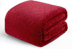 Exclusivo Mezcla Soft Waffle Fleece Bed Blanket Queen Size, Deep Red | by ExclusivoMezcla