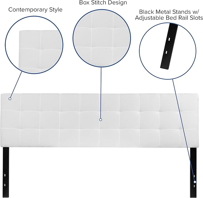 Flash Furniture Bedford Box Stitch Tufted Upholstered King Size Headboard in - Image 3