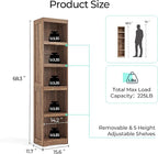 LINSY HOME 5-Shelf Bookcase, Narrow Bookshelves Floor Standing Display Storage - Image 3