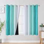 Teal and Grayish White Ombre Blackout Curtains by ESTELARTEXTILER
