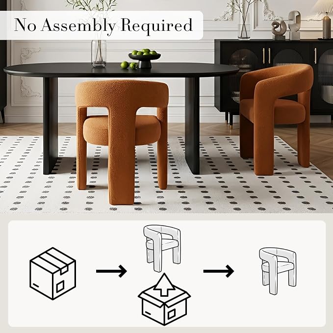 Modern Sherpa Dining Chairs Set of 4, Upholstered Barrel Chairs - Image 3