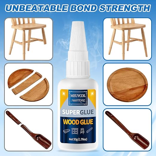 Meuvcol Extra Strong Wood Glue, 100g Fast Drying Clear Wood Adhesive - Image 2