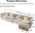 mikibama Modular Sectional Sofa, 146.5 Inch L Shaped Couch Set - Image 2
