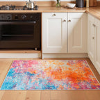 Rugflix 3x5 Entrance Rugs, Washable Colorful Rainbow Entry Small Rug | Machine - Image 2