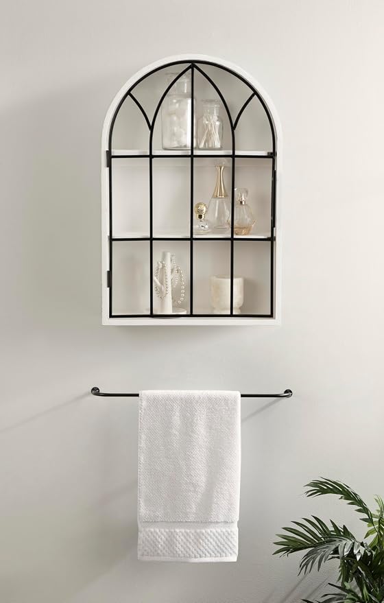 Kate and Laurel Megara Decorative Wooden Hanging Arched Wall Cabinet - Image 4
