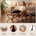 Welnow Lazy Chair with Ottoman, Modern Accent Chair with Armrests and a Side - Image 4