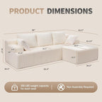 Modular Sectional Sofa Couches L-Shape Couch 3 Seat Modular Sofa Memory Foam - Image 2