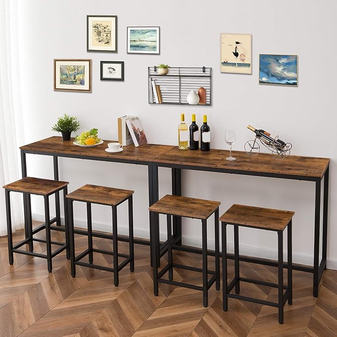 HOOBRO Bar Table and Chairs Set, 47.2” Rectangular Pub Table - Image 3