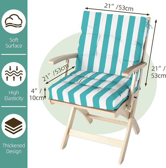 Outdoor Chair Cushions Set of 2, High Back Soft Seat Pad - Image 9
