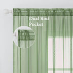 MIULEE Sage Sheer Curtains 54 X 108 Inches Sage, 2 Panels | Solid Color - Image 2