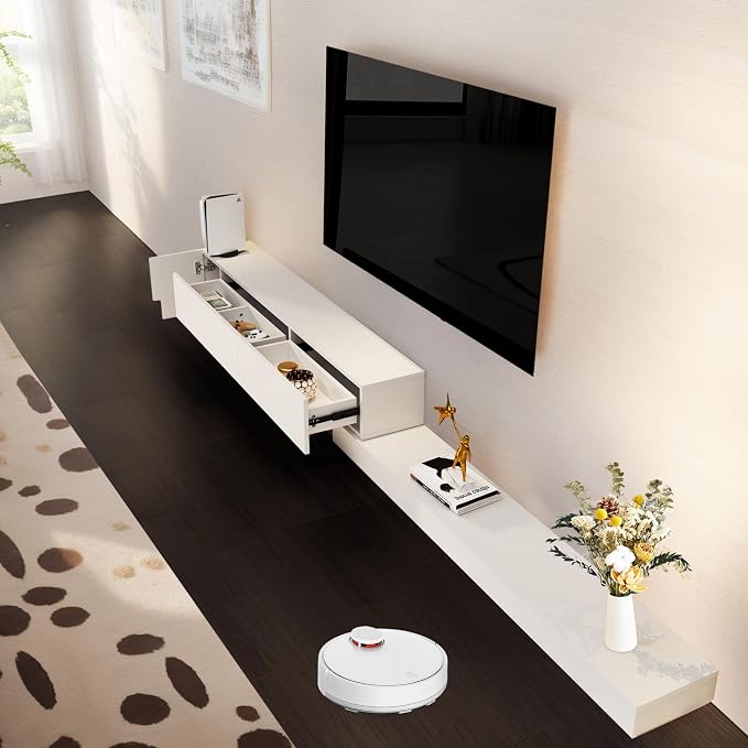 Retractable TV Stand, Solid Wood Minimalist TV Shelf, Mid-Century TV Console - Image 2