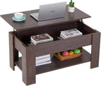 FDW Lift Top Coffee Table with Hidden Compartment and Storage Shelf Wooden Lift by FDW